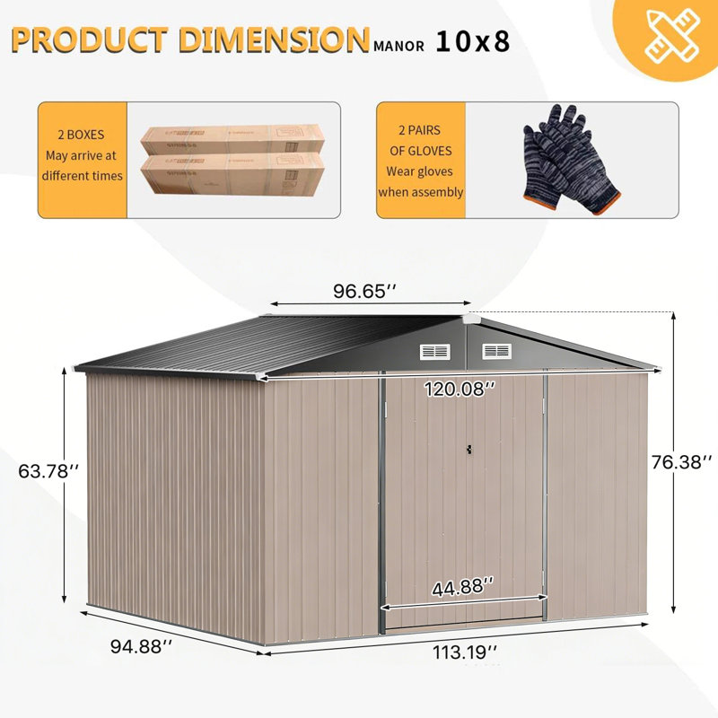 JolyDale 10 ft. W X 8 ft. D Metal Tool Shed & Reviews | Wayfair